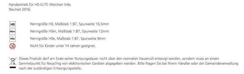 Tillig 85531 - Handantrieb für H0-ELITE-Weiche links H0/GL