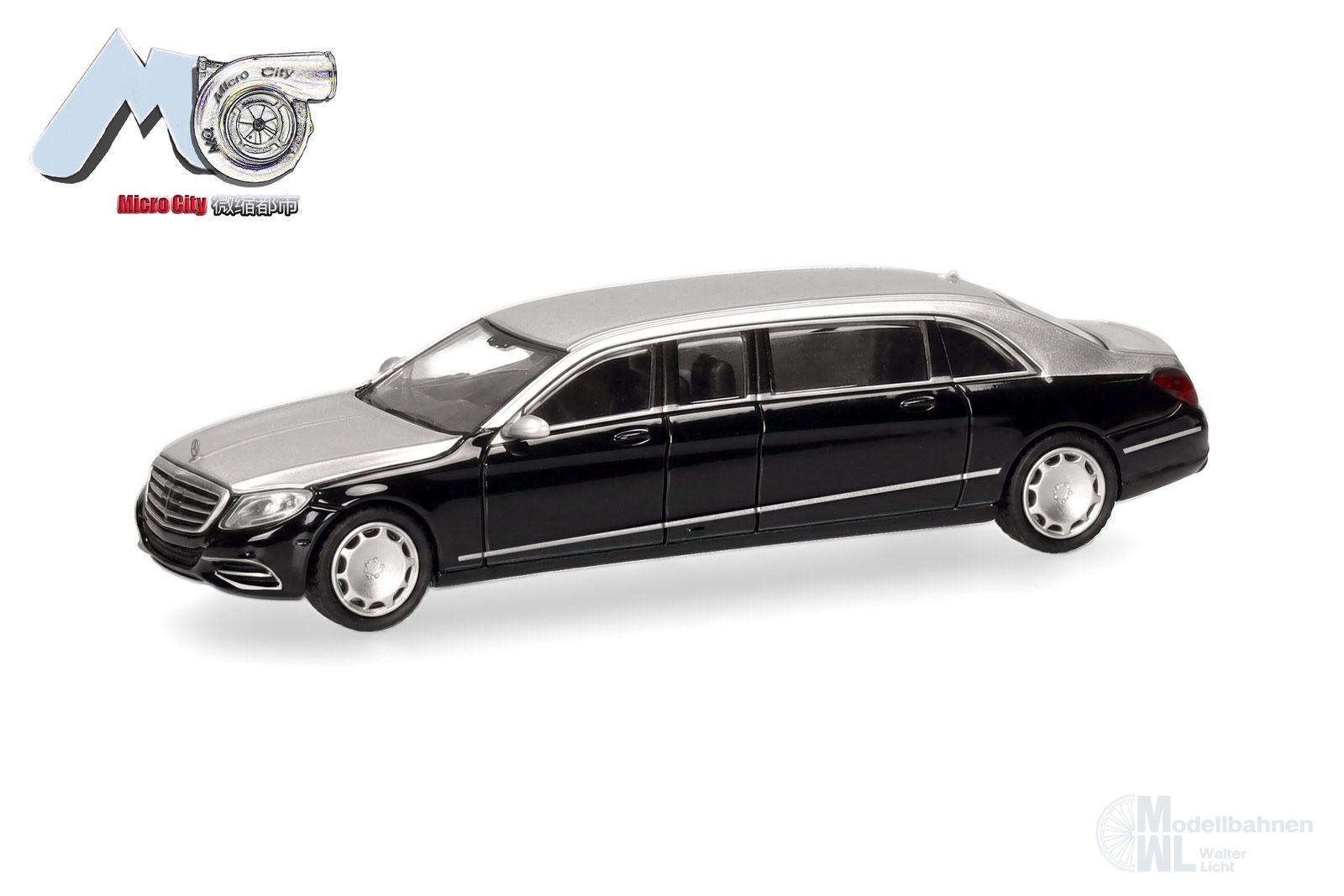 Herpa 87MC000147 - Mercedes-Benz S600 Pullmann W222 schwarz/silber H0 1:87