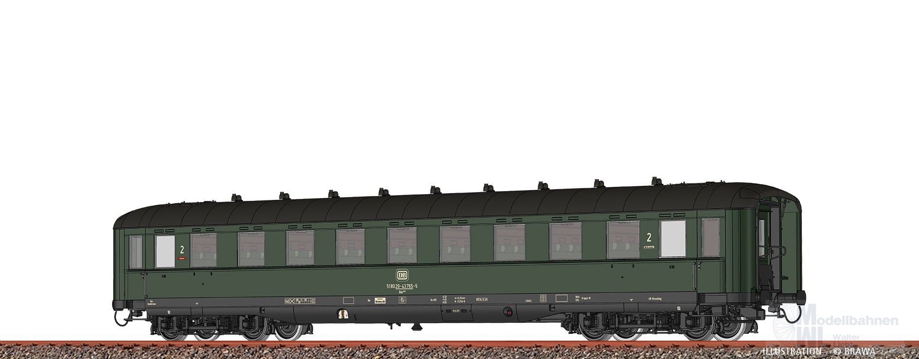 Brawa 51085 - Schürzenwagen DB Ep.IV Büe366 51 80 29-43 765-5 H0/GL BASIC