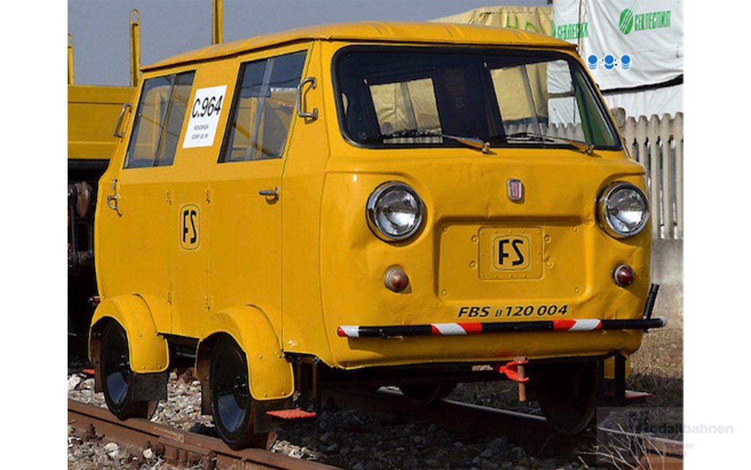Rivarossi 9007S - Draisine Fiat 500 FS Ep.IV gelb FS Logo abgerundet H0/GL Sound