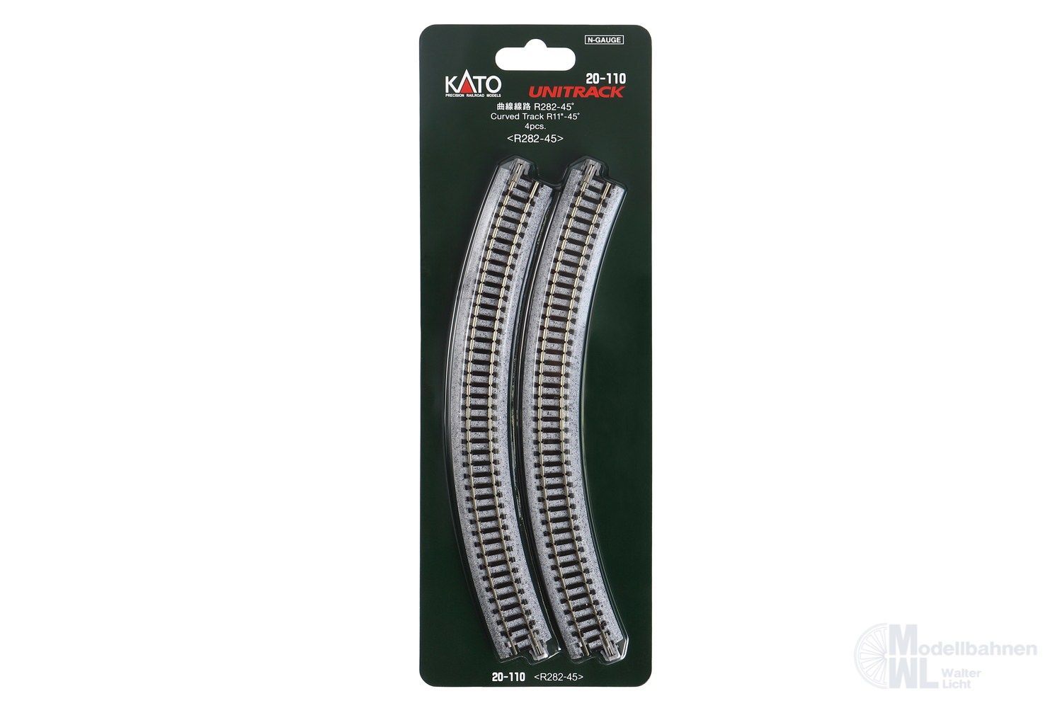 Kato 20-110 - Gleis gebogen R282mm 45° 4 Stück N 1:160 Kato 20-110 - Gleis gebogen R282mm 45° 4 Stück N 1:160