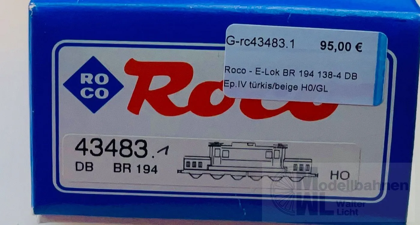 Roco 43483 - Roco - E-Lok BR 194 138-4 DB Ep.IV grün H0/GL