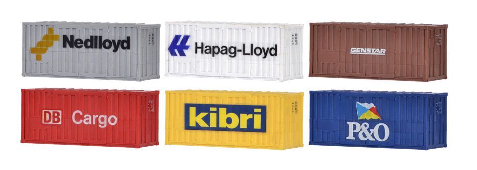 Kibri 37740 - 20-Fuß High Cube Container 6 Stück N 1:160