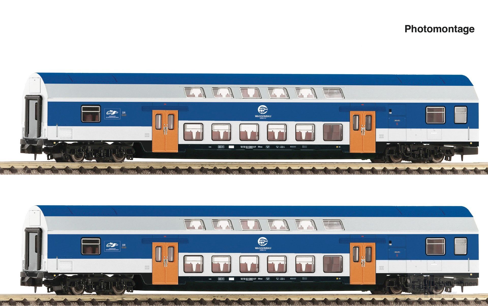 Fleischmann 6260094 - Doppelstockwagen Set DR/VEB Ep.IV 2.tlg. N 1:160