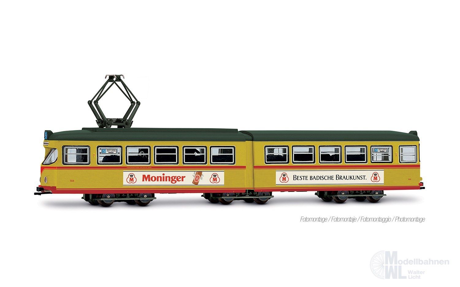 Arnold 2615S - Straßenbahn Duewag GT6 VBK Karlsruhe Ep.IV Moninger N 1:160 Sound