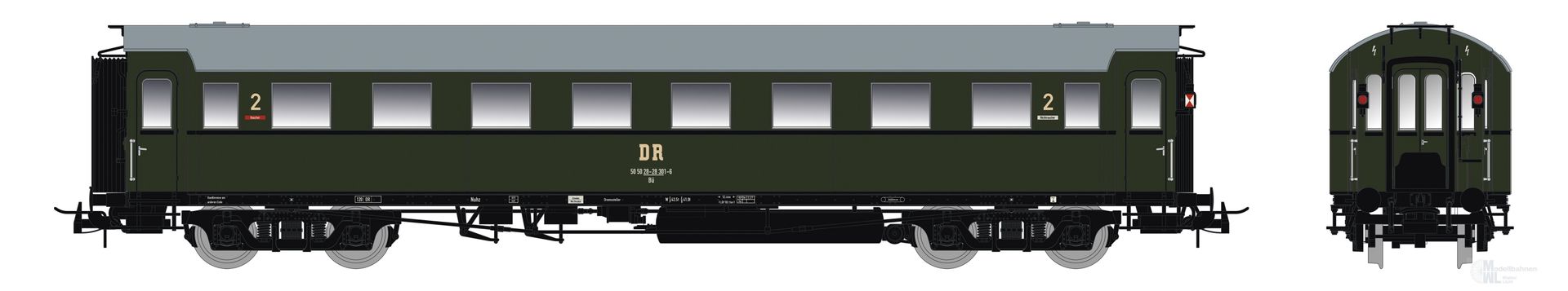 Saxonia Modellbau 87230 - Personenwagen DR Ep.IV C4Ü Sa 07 Schlusswagen Beleuchtung H0/GL
