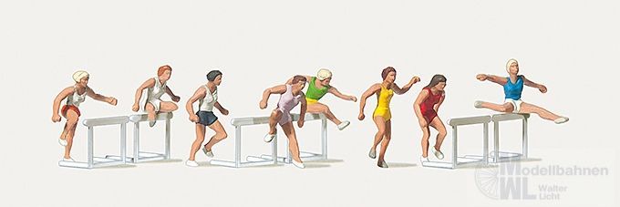 Merten Figuren 212486 - Leichtathletik: 8 Hürdenläufer mit Hürden H0 1:87