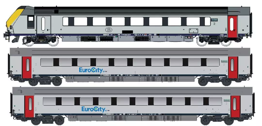 LS Models 43559AC - Personenwagen Set SNCB Ep.VI I11 mit Steuerwagen 3.tlg. H0/WS