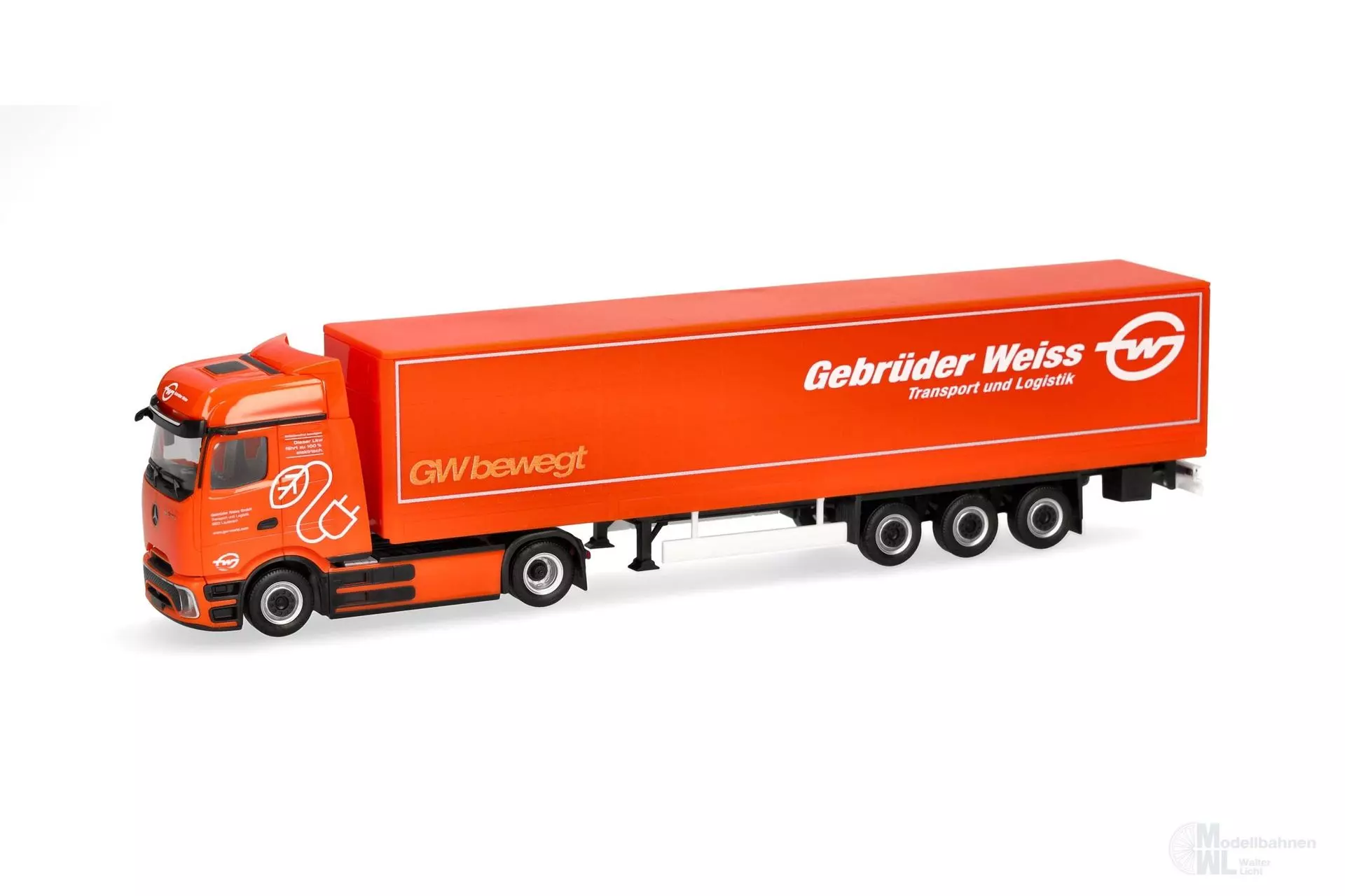 Herpa 320177 - Mercedes-Benz eActros 600 ProCab. Planen-Sattelzug Gebr. Weiss H0 1:87