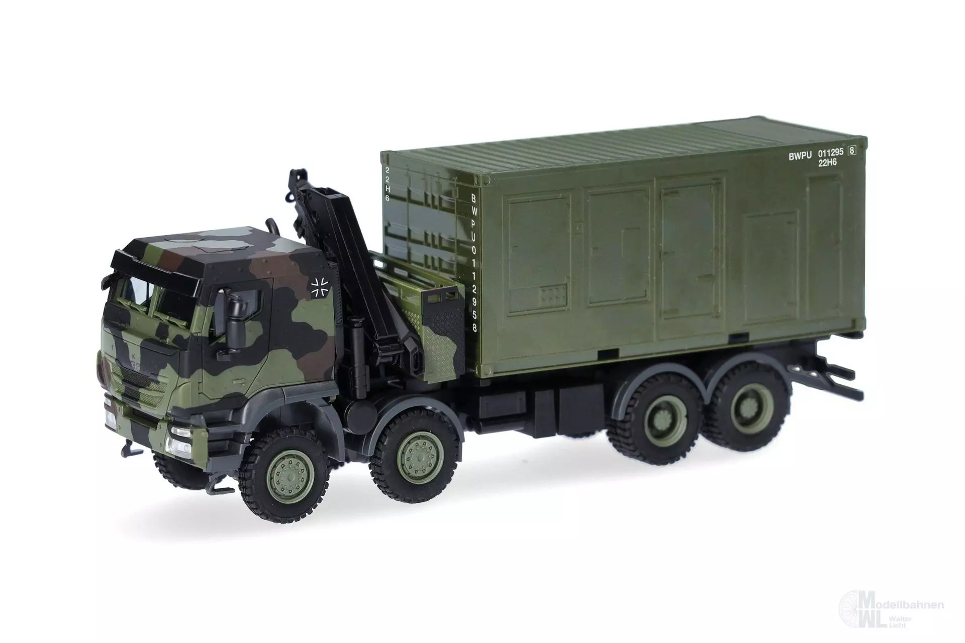 Herpa 747288-002 - Iveco Trakker 8x8 mit Ladekran und Container H0 1:87