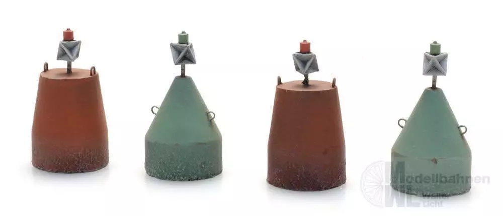 ARTITEC b.v. 387495 - Schifffahrtszeichen Tonnen (4x) klein Wasserlinie H0 1:87