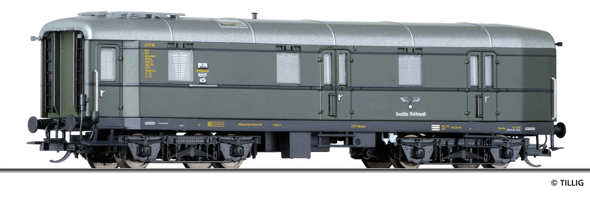Tillig 13897 - Bahnpostwagen Deutsche Reichspost Ep.II Post4-b/15 TT 1:120