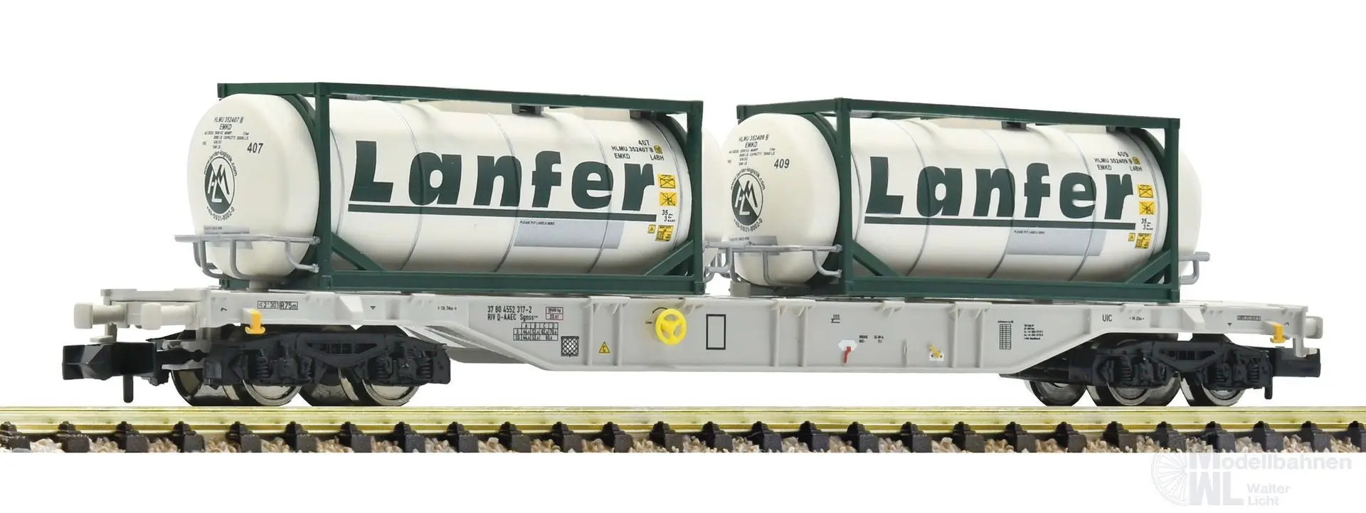 Fleischmann 6660088 - Containertragwagen AAE Ep.VI mit 2 Tankcontainer LANFER N 1:160