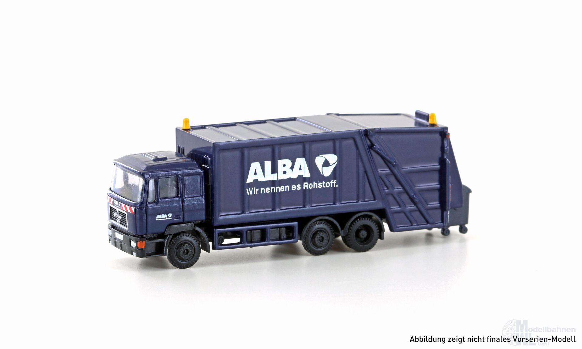 Lemke Minis 4665 - MAN F90 Müllwagen ALBA neues Logo N 1:160