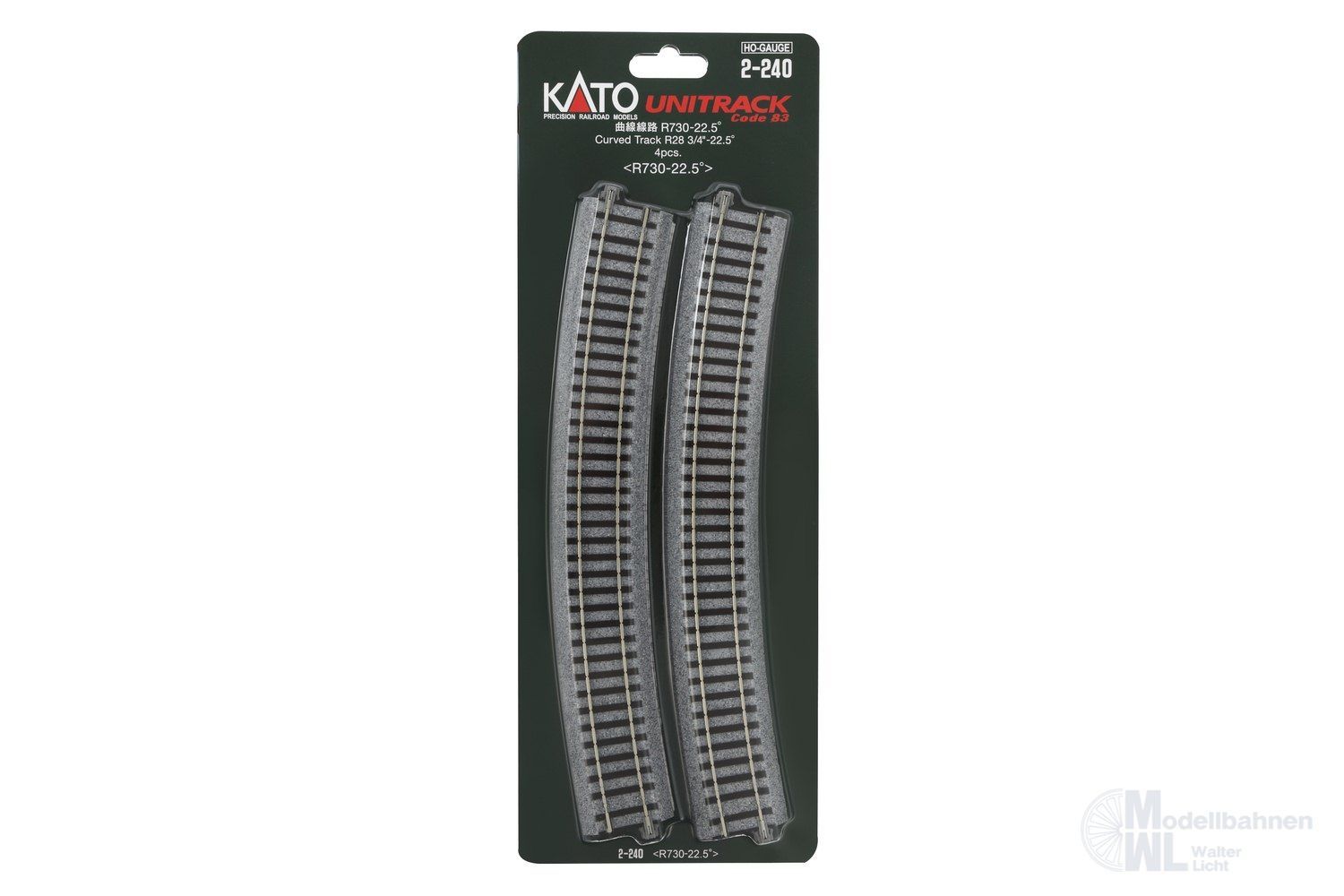Kato 2-240 - Gleis gebogen R730mm 22,5° H0 1:87