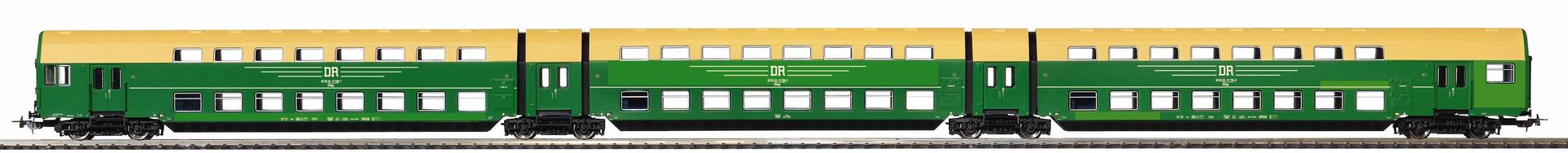 Piko 53123 - Doppelstock-Gliederzug DR Ep.IV 3.tlg. grün H0/GL