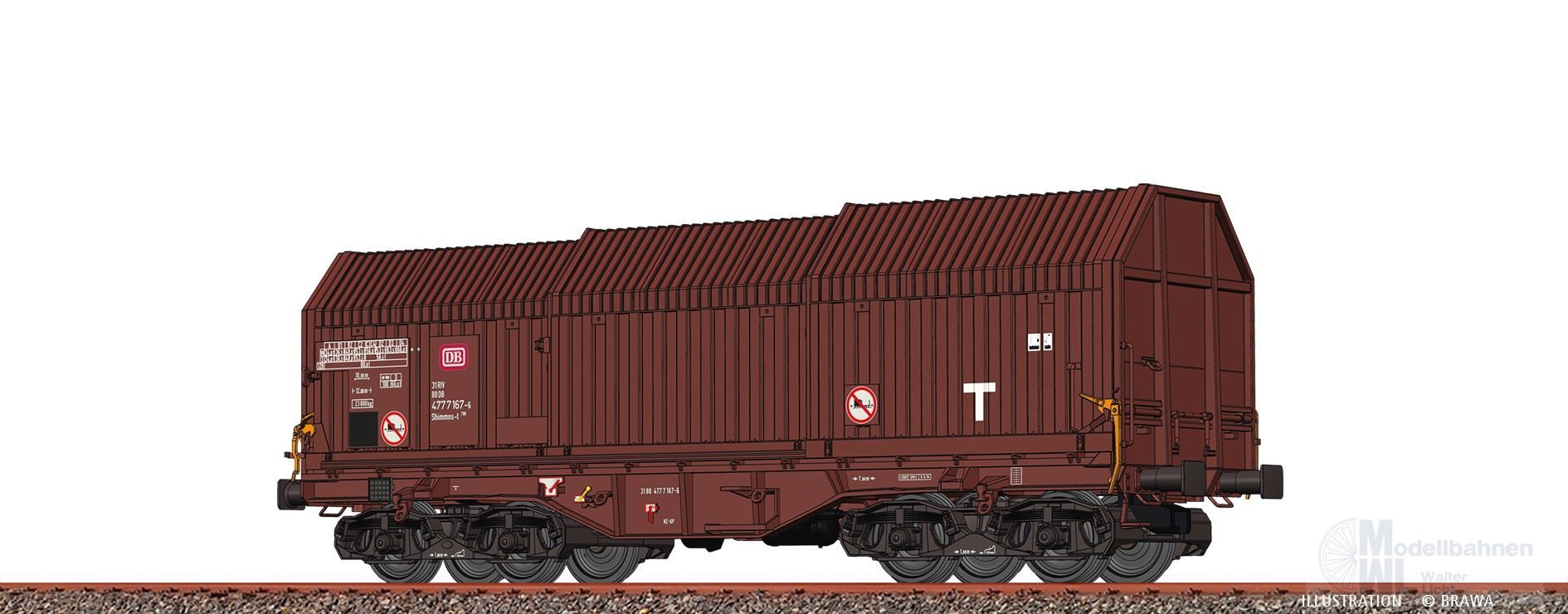 Brawa 51001 - Teleskophaubenwagen DB Ep.IV Shimmns-t 708 H0/GL Brawa 51001 - Teleskophaubenwagen DB Ep.IV Shimmns-t 708 H0/GL