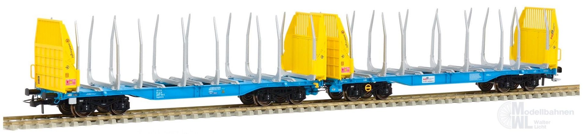 Sudexpress S657115 - Rungenwagen Einheit Innofreight (AT) Ep.VI Smart GigaWood gelb/blau H0/GL