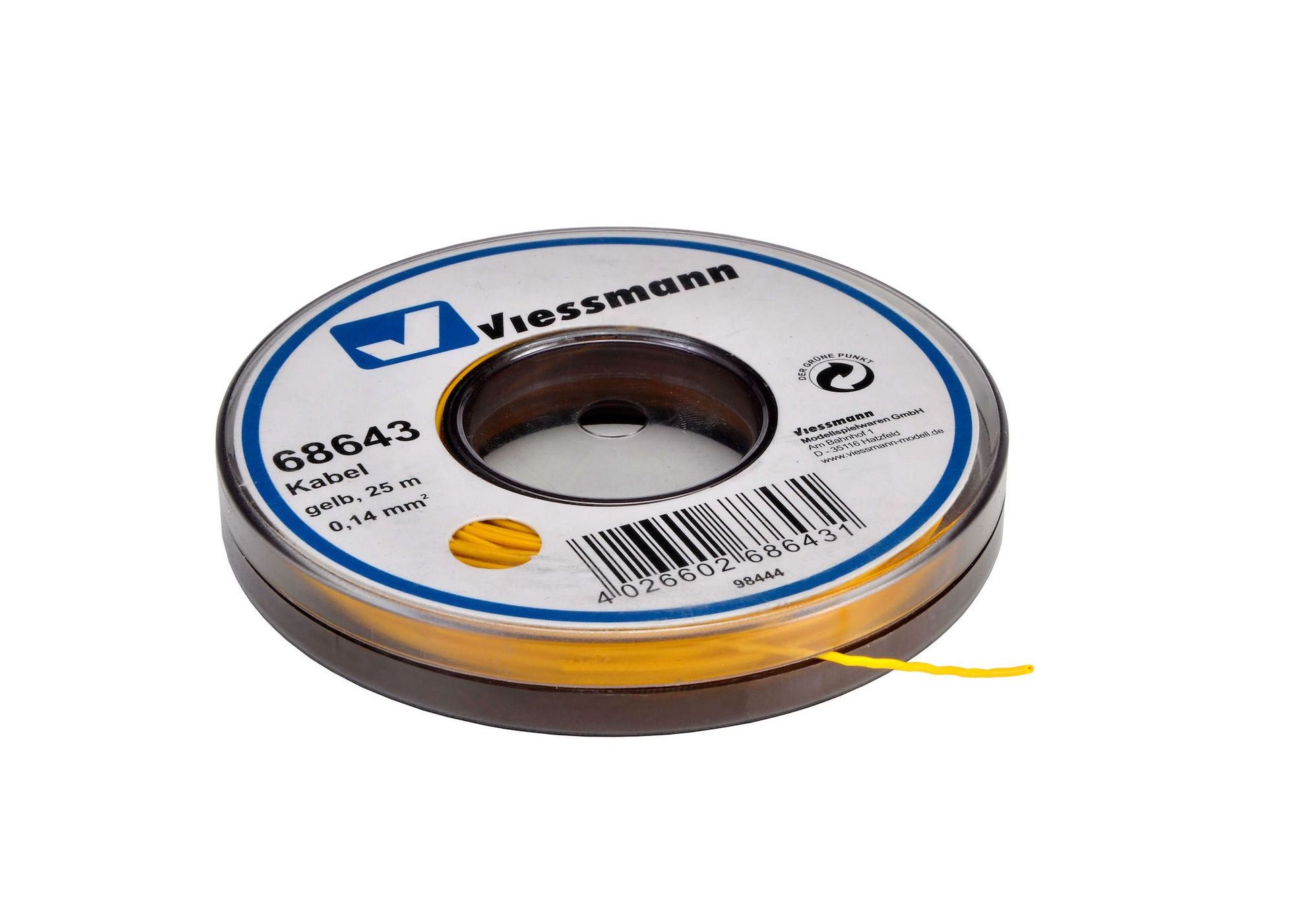 Viessmann 68643 - Kabel auf Abrollspule 0,14mm gelb 25 Meter