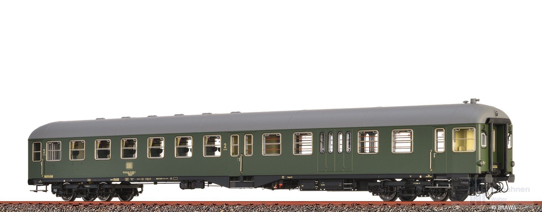 Brawa 58031 - Mitteleinstiegssteuerwagen DB Ep.IV 2.Kl. grün H0/WS Innenbeleuchtung