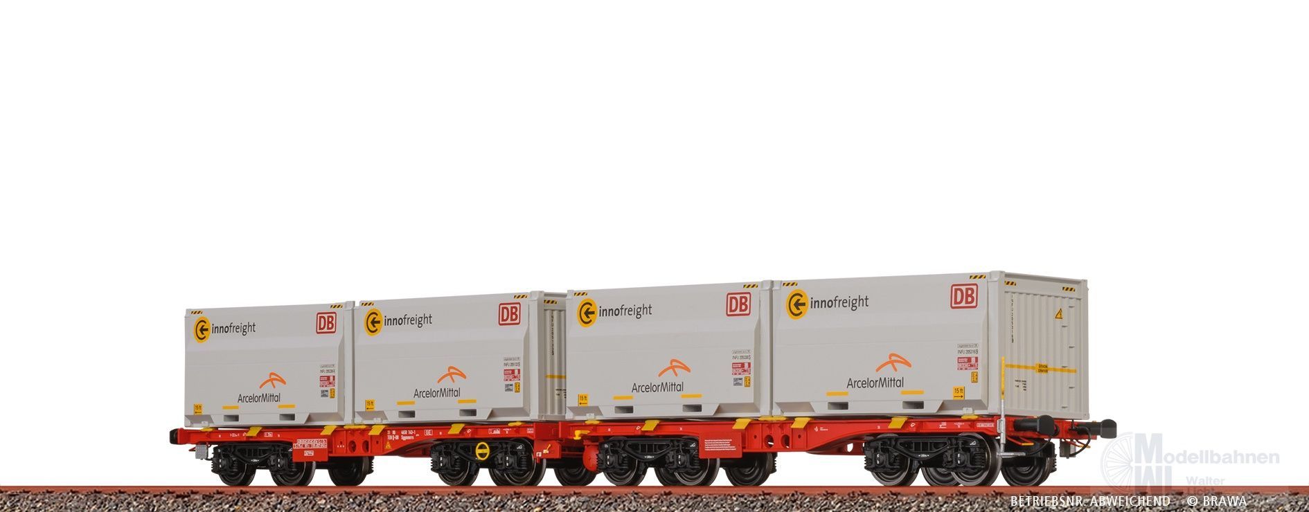 Brawa 51137 - Drehgestellflachwagen DB Ep.VI ArcelorMittal H0/GL Brawa 51137 - Drehgestellflachwagen DB Ep.VI ArcelorMittal H0/GL