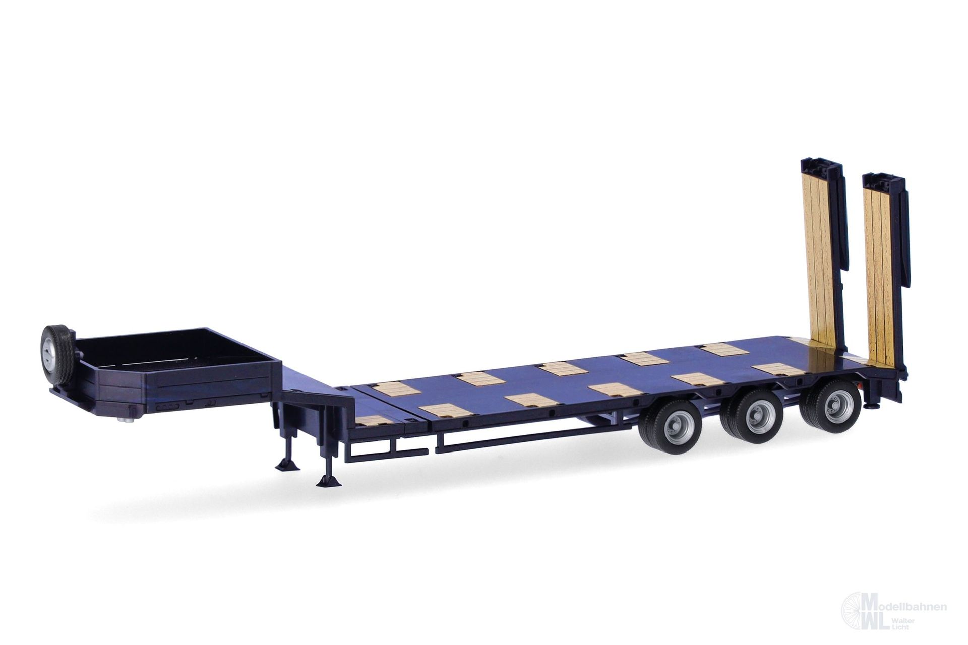 Herpa 076371-010 - Goldhofer Semitieflader mit Rampen, 3achs, ultramarinblau H0 1:87