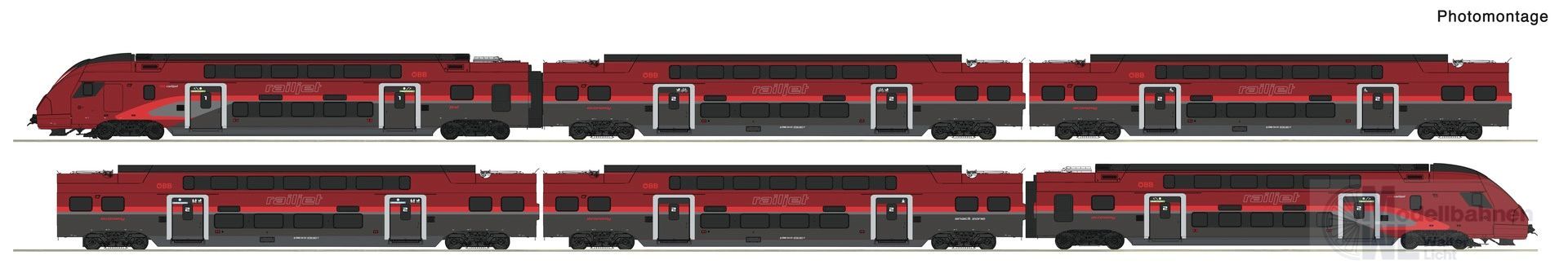 Roco 7720039 - Doppelstock Triebzug Rh 4706 ÖBB Ep.VI Railjet H0/WS Sound