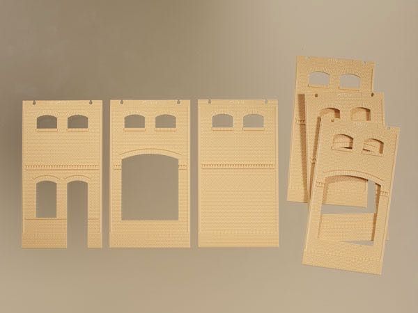 Auhagen 80620 - Wand 2410A, Wände 2410B, Wände 2410D gelb H0 1:87