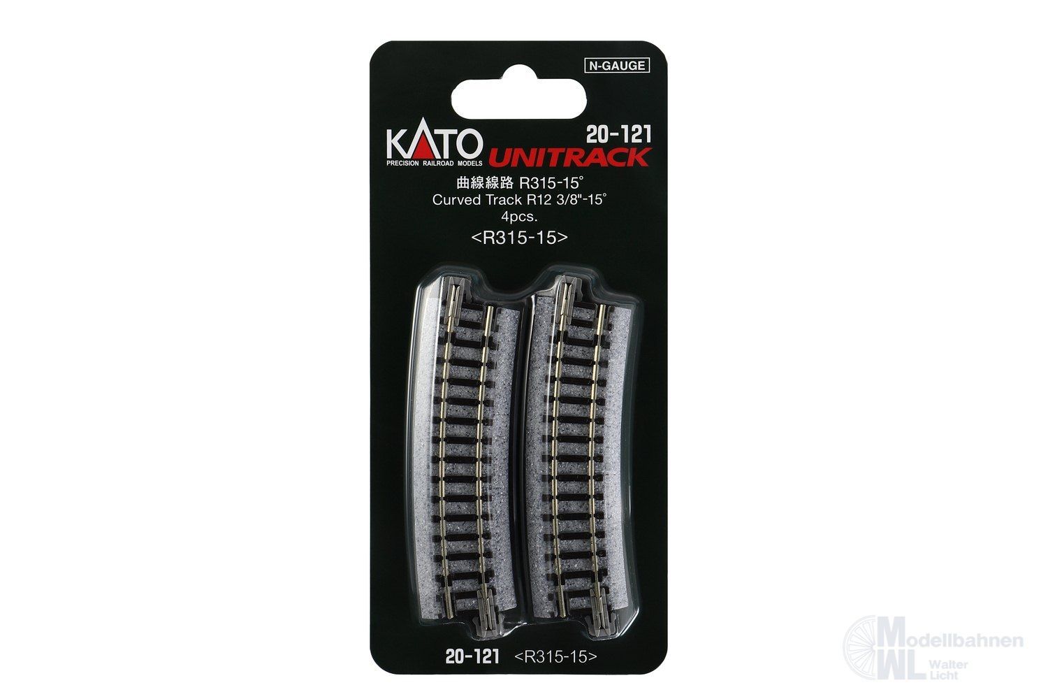 Kato 20-121 - Gleis gebogen R315mm 15° 4 Stück N 1:160 Kato 20-121 - Gleis gebogen R315mm 15° 4 Stück N 1:160
