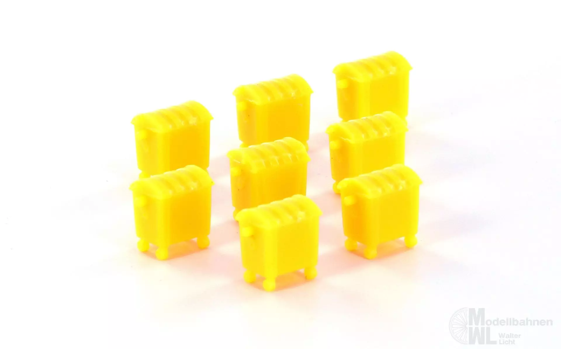 Lemke Minis 46003 - Mülltonnen gelb groß 8 Stück N 1:160
