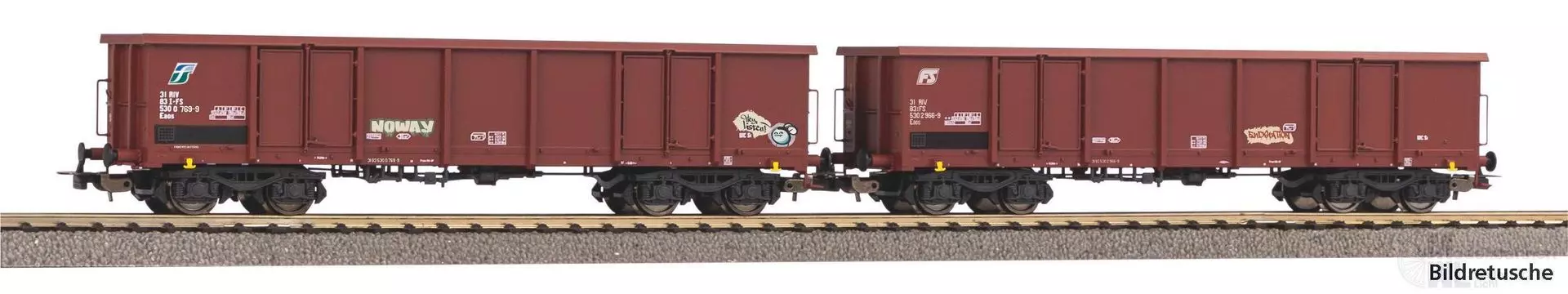 Piko 28310 - Güterwagen Set FS Ep.V Eaos 2.tlg. Mit Graffiti H0/GL