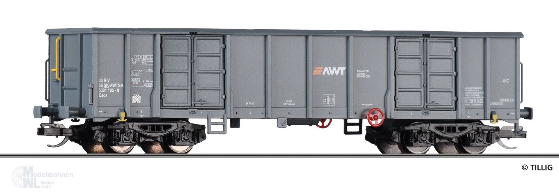 Tillig 18229 - Güterwagen offen Eaos Advanced World Transport a.s. Ep.VI TT 1:120