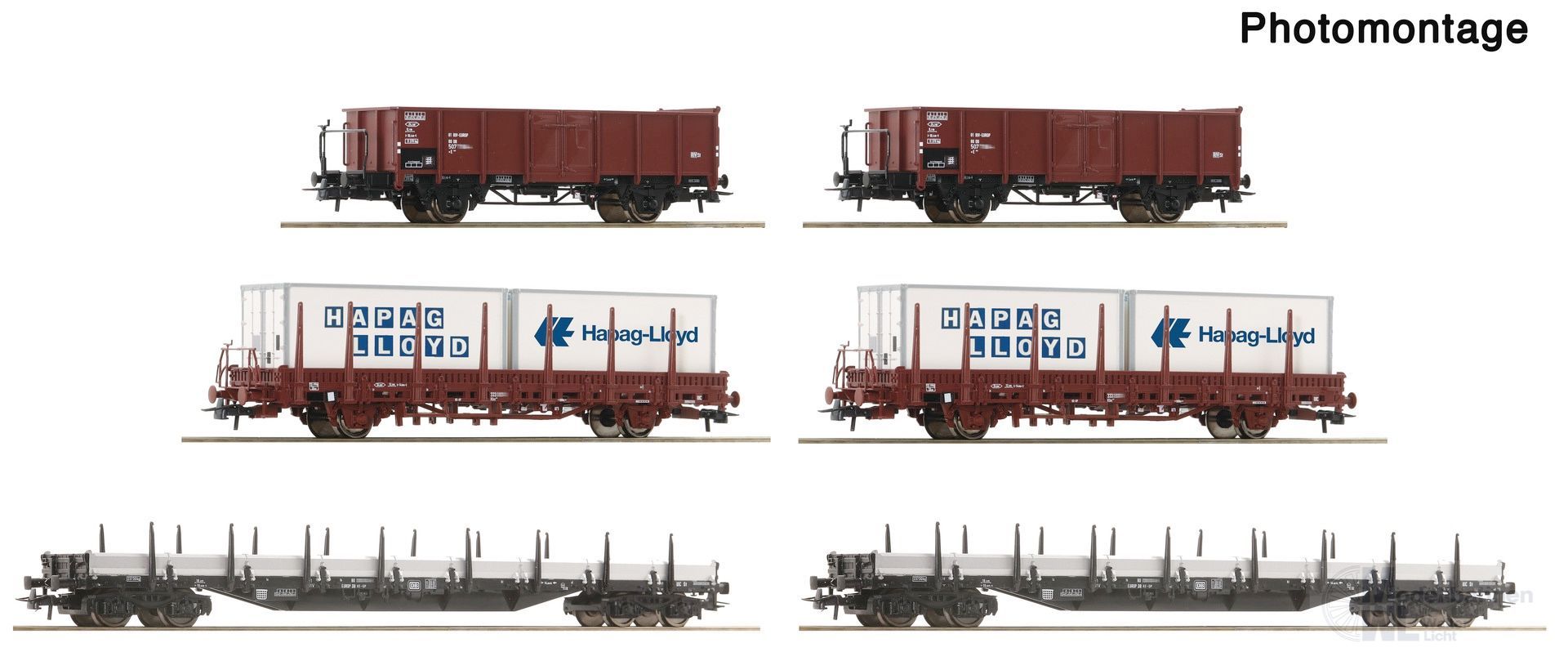 Roco 6600334 - Güterwagen Set DB Ep.IV Rangierbahnhof offene Güterwagen 6.tlg. H0/GL