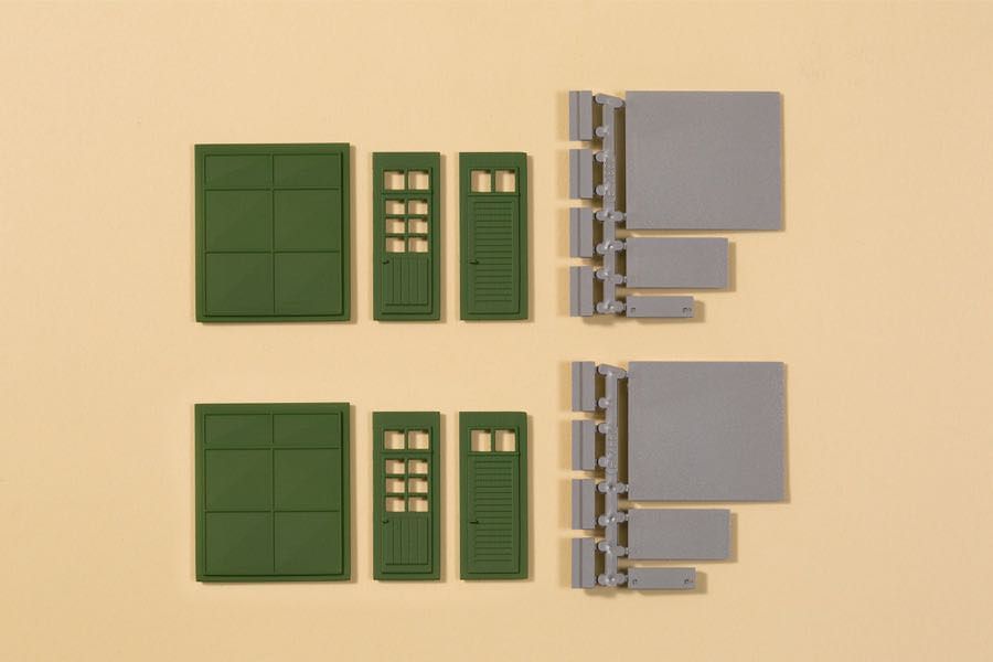 Auhagen 80256 - Tore und Türen grün, Stufen, Rampen H0 1:87