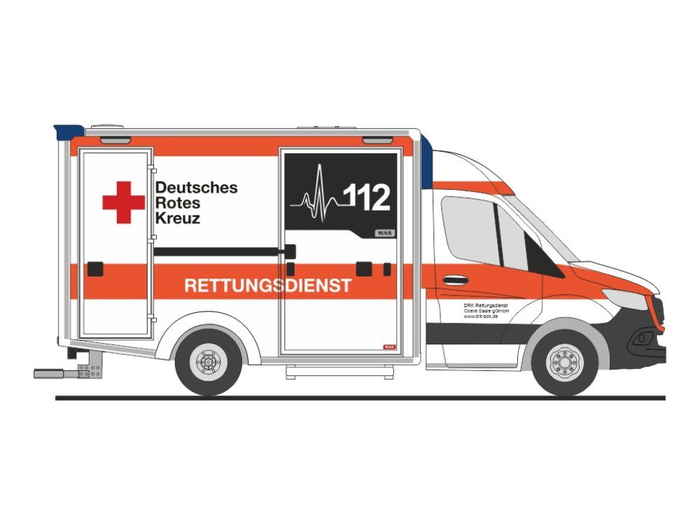 Rietze 76084 - WAS Design-RTW ´18 DRK Rettungsdienst Obere Saale H0 1:87