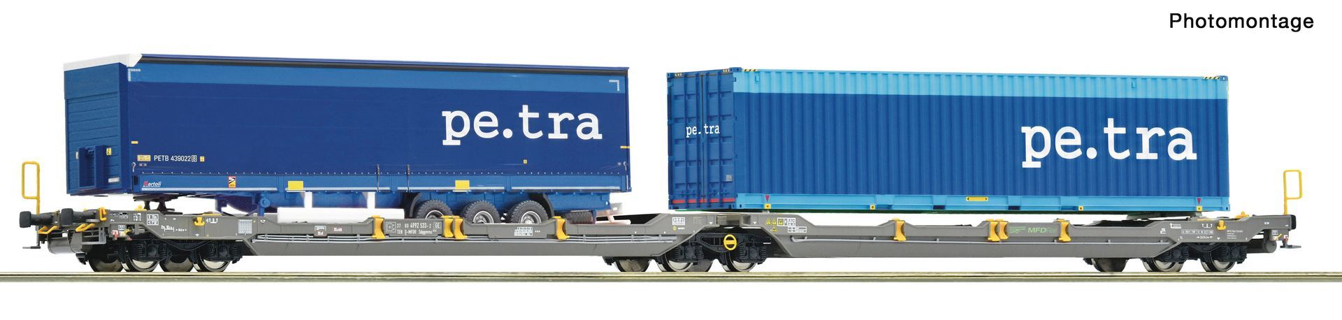 Roco 6600391 - Doppeltaschenwg.T3000 MFD Rail + Pe.Tra Trailer