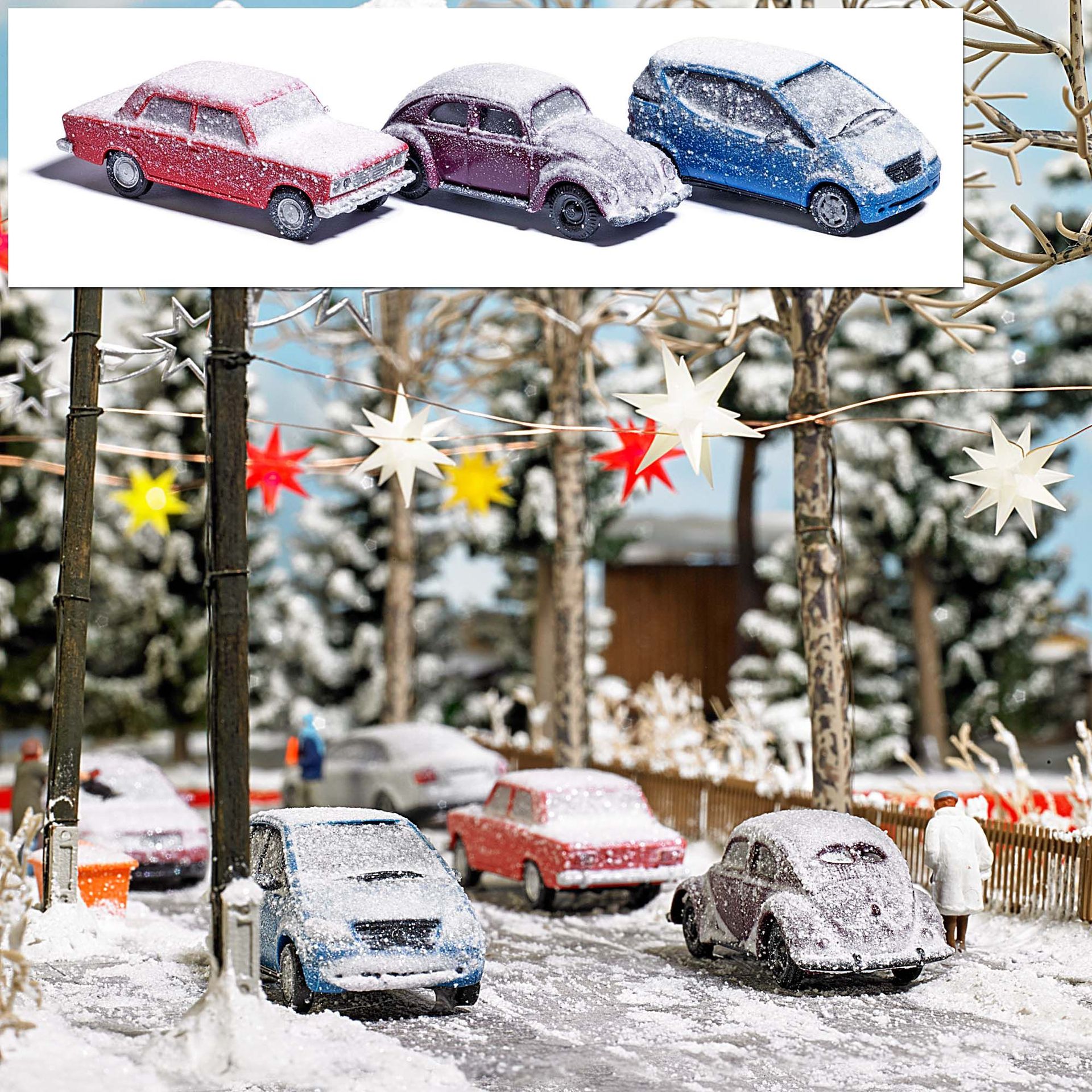 Busch 89010 - 3 verschneite Autos H0 1:87 Busch 89010 - 3 verschneite Autos H0 1:87