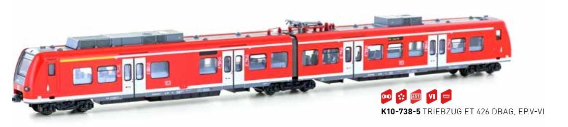 Kato 10-738-5 - Triebzug ET 426 DB Ep.V/VI 2.tlg.N 1:160