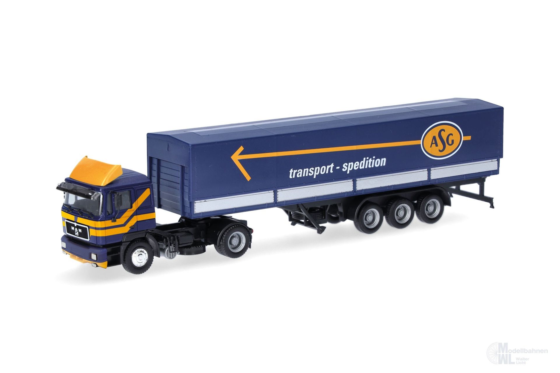 Herpa 319638 - MAN F 90 Planen-Sattelzug ASG H0 1:87