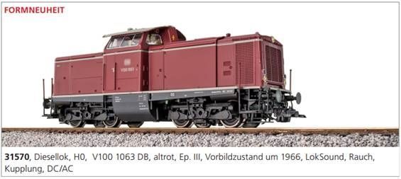 ESU 31570 - Diesellok BR V 100 1063 DB Ep.III altrot H0/GL/WS
