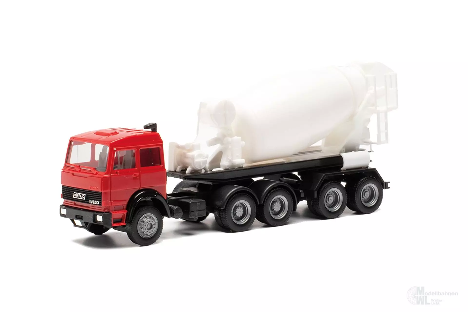 Herpa 315630 - Unic Betonmischer-Sz, rot/wei H0 1:87