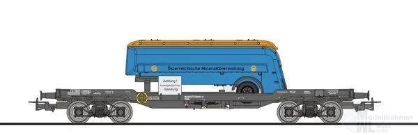 Liliput 235789 - Flachwagen ÖBB Ep.IV 977 0 000-4 ÖMV Tankauflieger H0/GL