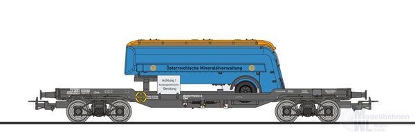 Liliput 235789 - Flachwagen ÖBB Ep.IV 977 0 000-4 ÖMV Tankauflieger H0/GL