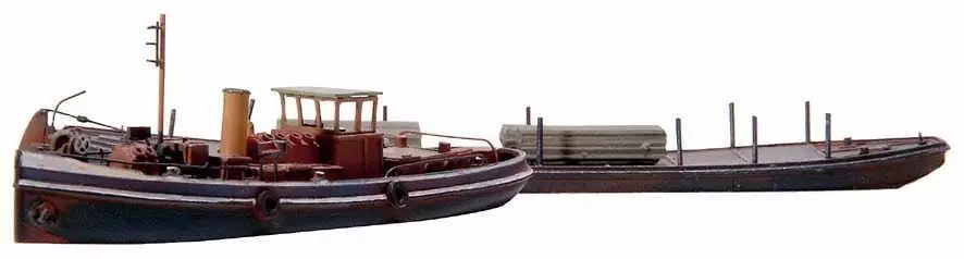 ARTITEC b.v. 58101 - Schleppdampfschiff und Schleppkahn BAUSATZ N 1:160