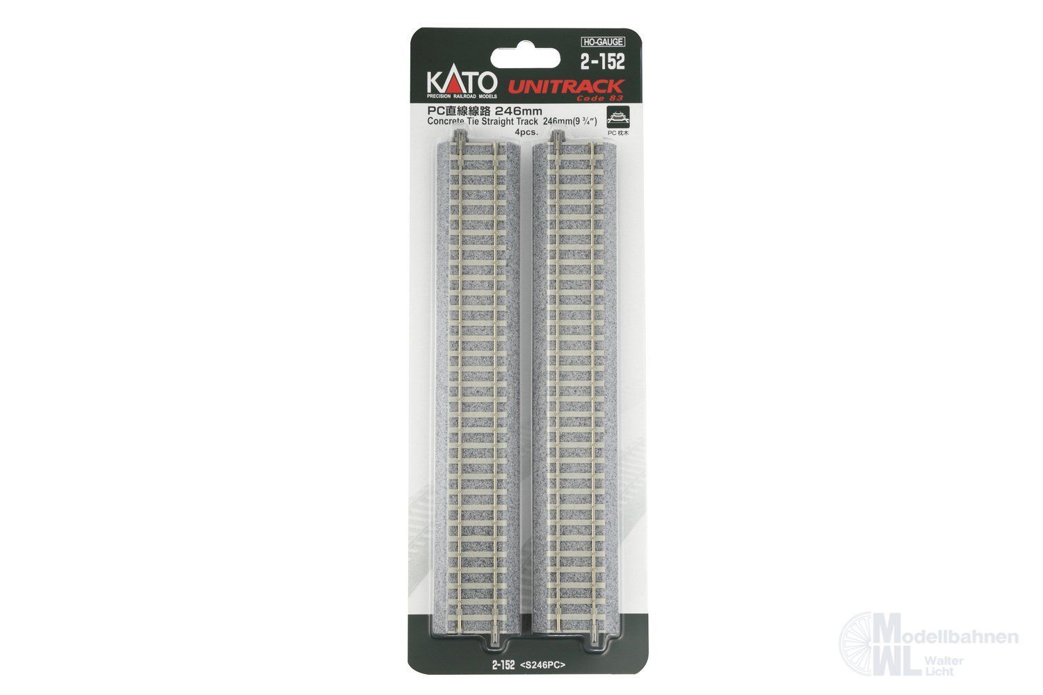 Kato 2-152 - Gleis gerade 246mm mit Betonschwellen H0 1:87