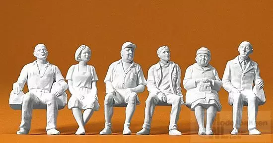 Preiser 45183 - Sitzende Reisende 6 Figuren unbemalt Spur G