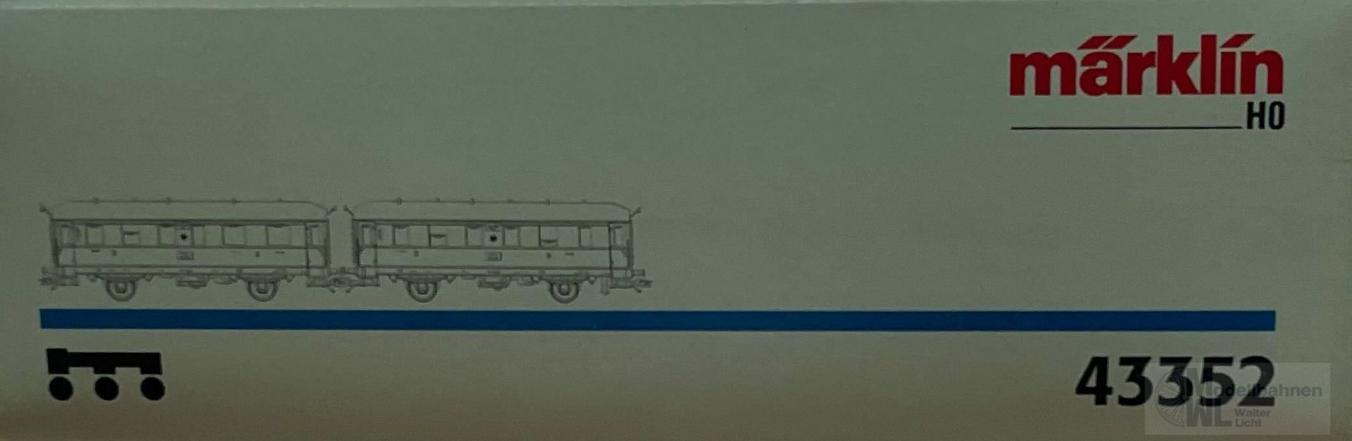 Märklin 43352 - MÄRKLIN - Beiwagen Set zu DRG Triebwagen -Gehäuse 1 Wagen beschädigt- H0/WS