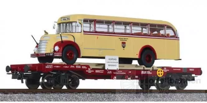 Liliput 235785 - Transportwagen ÖBB Ep.IV mit Bahnbus Gräf & Stift H0/GL