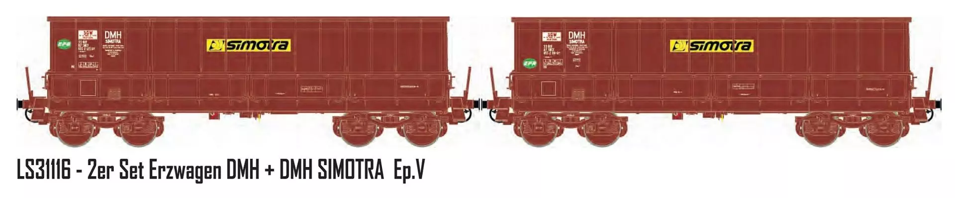 LS Models  - Erzwagen Set SNCF / Simotra Ep.V DMH 2.tlg. H0/GL