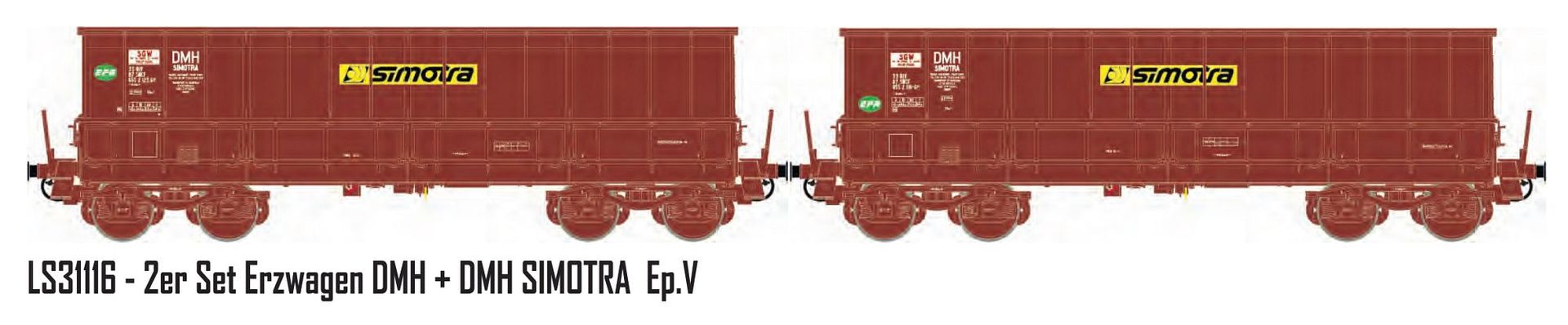 LS Models  - Erzwagen Set SNCF / Simotra Ep.V DMH 2.tlg. H0/GL